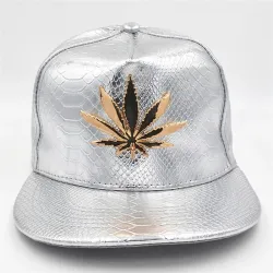 Baseballkeps - läder snapback - med metallblad - hip hop stil