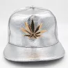Baseballkeps - läder snapback - med metallblad - hip hop stil