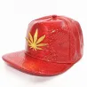 Baseballkeps - läder snapback - med metallblad - hip hop stil