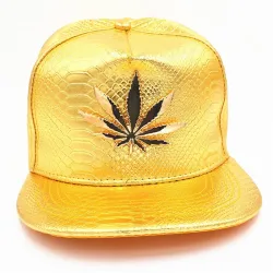 Baseballkeps - läder snapback - med metallblad - hip hop stil