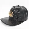 Baseballkeps - läder snapback - med metallblad - hip hop stil