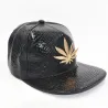 Baseballkeps - läder snapback - med metallblad - hip hop stil