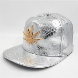 Baseballkeps - läder snapback - med metallblad - hip hop stil