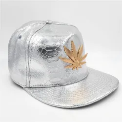 Baseballcap - leren snapback - met metalen blad - hiphopstijlPetten & Hoeden