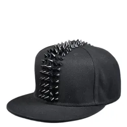Casquette baseball tendance - snapback plate - avec rivets - style Hip Hop / Punk / Rock