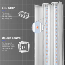 Plantedyrkning LED phyto lampe - hængende dobbeltrør - fuldt spektrum - hydroponisk - 50 cm