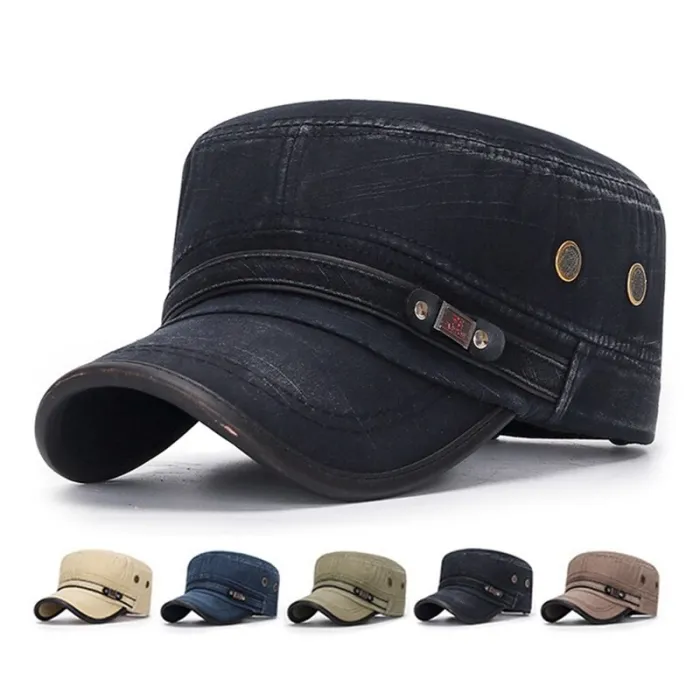 Sombreros & gorrasSombrero plano retro con visera - algodón lavado / ribetes de cuero
