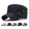 Chapeau plat rétro à visière - coton lavé / bordé cuir