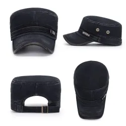 Sombreros & gorrasSombrero plano retro con visera - algodón lavado / ribetes de cuero