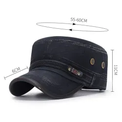 Sombreros & gorrasSombrero plano retro con visera - algodón lavado / ribetes de cuero