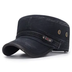 Sombreros & gorrasSombrero plano retro con visera - algodón lavado / ribetes de cuero