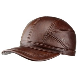 Modna czapka bejsbolówka vintage - skóra naturalna - unisex