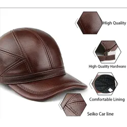 Fasjonabel vintage baseballcaps - ekte skinn - unisex