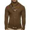 Pull en maille chaud - cardigan avec col roulé / poches / boutons