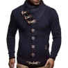Varm strikket genser - cardigan med turtleneck / lommer / knapper