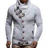 Pull en maille chaud - cardigan avec col roulé / poches / boutons