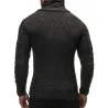 Ciepły sweter z dzianiny - kardigan z golfem / kieszeniami / guzikamiBluzy & Swetry
