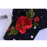 Moderiktig basebollkeps - med broderade rosor / kristaller / nitar