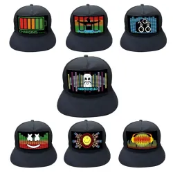 Casquette de baseball DJ tendance - lumineuse - avec écran détachable activé par le son