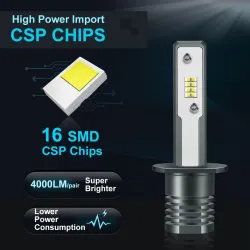 LED billampa - superljus - H1 / H3 - 20W - 6000K - 2 st