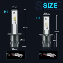 LED billampa - superljus - H1 / H3 - 20W - 6000K - 2 st