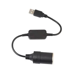 Bil cigarettænderstik - USB 5V Til 12V - med ledning