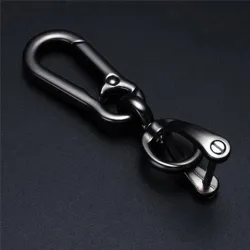 Chaveiro de metal - giratório de 360 graus - destacável - em forma de D