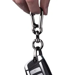 Porte-clés en métal - rotatif à 360 degrés - détachable - en forme de D