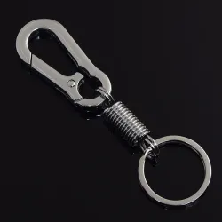 Chaveiro de metal - com mola / fivela - aço inoxidável - 10,5cm