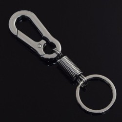 Schlüsselanhänger aus Metall - mit Feder / Schnalle - Edelstahl - 10,5 cm