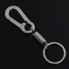 Nøkkelring i metall - med fjær / spenne - rustfritt stål - 10,5cm