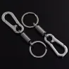 Porte-clés en métal - avec ressort / boucle - acier inoxydable - 10,5 cm