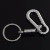 Nøkkelring i metall - med fjær / spenne - rustfritt stål - 10,5cm