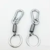 Metal nøglering - med fjeder / spænde - rustfrit stål - 10,5cm