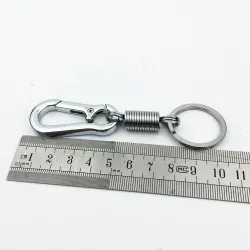 Porte-clés en métal - avec ressort / boucle - acier inoxydable - 10,5 cm