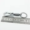 Porte-clés en métal - avec ressort / boucle - acier inoxydable - 10,5 cm