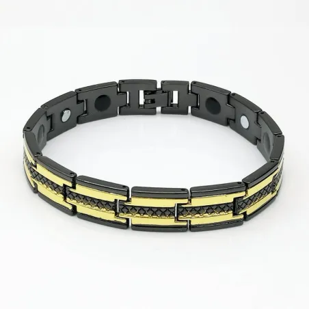 Trendy svart / gull magnetisk armbånd - rustfritt stål - unisex - 2 stk