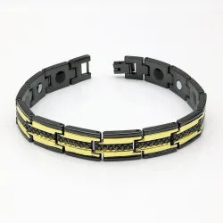 Trendy svart / gull magnetisk armbånd - rustfritt stål - unisex - 2 stk