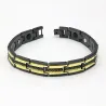 Trendy sort/guld magnetisk armbånd - rustfrit stål - unisex - 2 stk