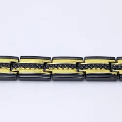 Trendy svart / gull magnetisk armbånd - rustfritt stål - unisex - 2 stk