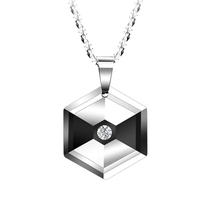 CollaresColgante hexagonal con cristal - collar de tungsteno