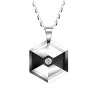 Pendentif hexagonal avec cristal - collier de tungstène