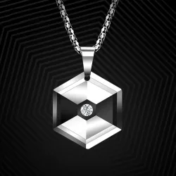 CollaresColgante hexagonal con cristal - collar de tungsteno