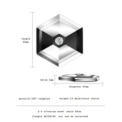 Pendentif hexagonal avec cristal - collier de tungstène
