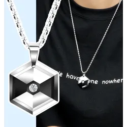 CollaresColgante hexagonal con cristal - collar de tungsteno