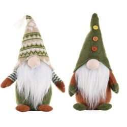 Knitted faceless green Santa Claus - Christmas decoration