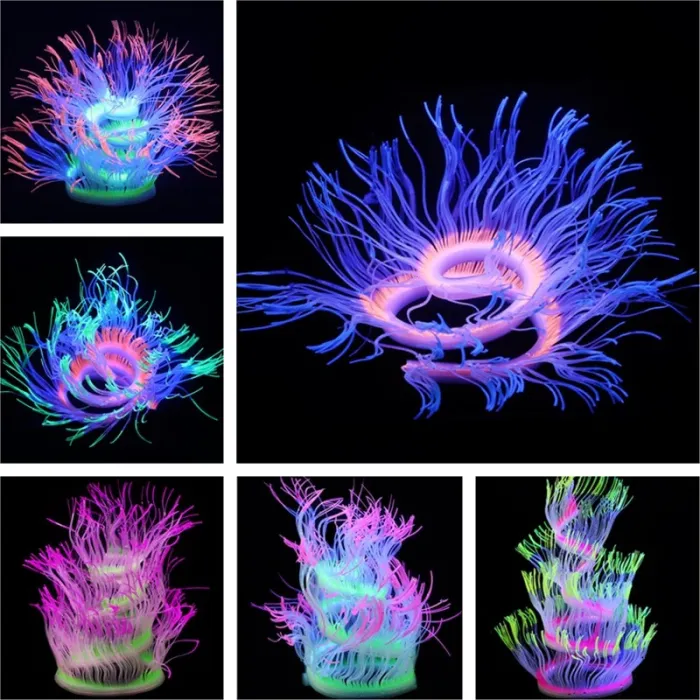 Flexibel siliconen koraal / anemoon - glowing in dark - aquariumdecoratieAquarium