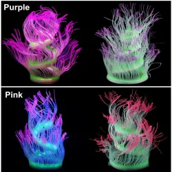 Silicone souple corail / anémone - brillant dans le noir - décoration aquarium