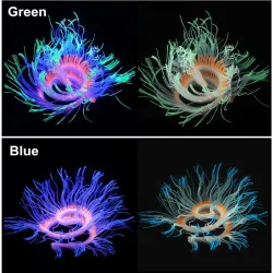 Fleksibel silikonkorall / anemone - glødende i mørke - akvariedekorasjon