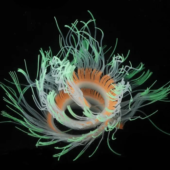 Fleksibel silikone koral / anemone - lysende i mørke - akvarie dekoration